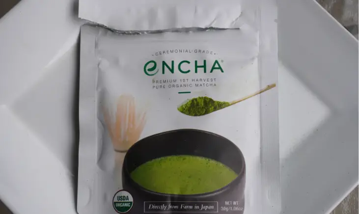 Encha Matcha Package on white plate