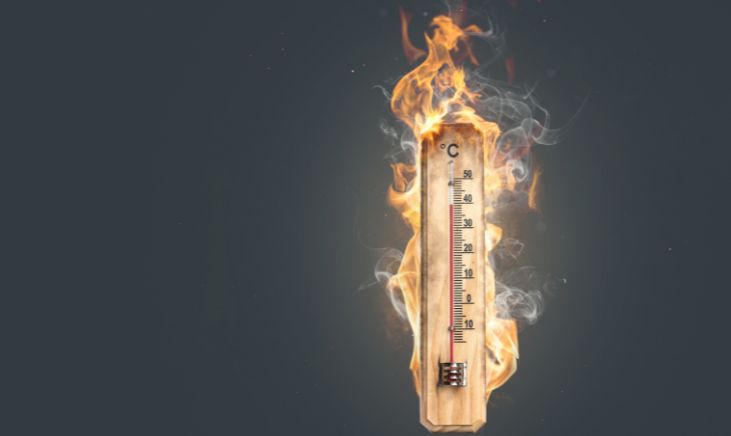 Old thermometer on fire..
