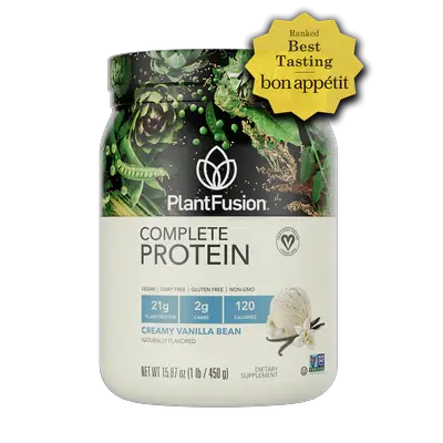 A photo of PlantFusion Complete Vegan Protein Powder.