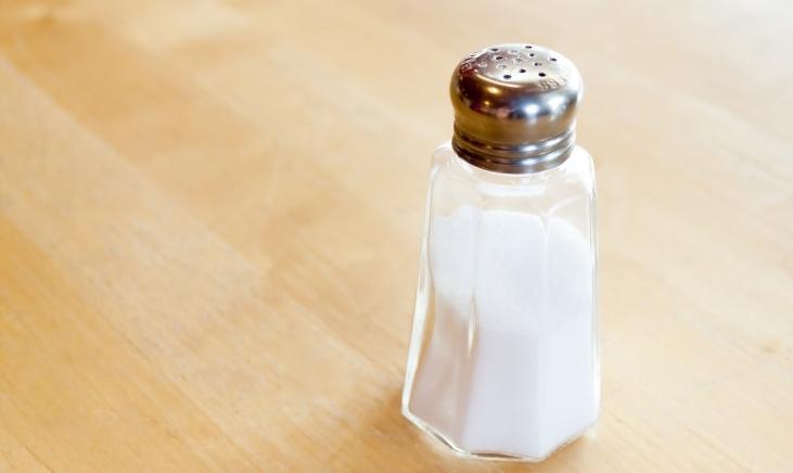 A salt shaker filled with table salt