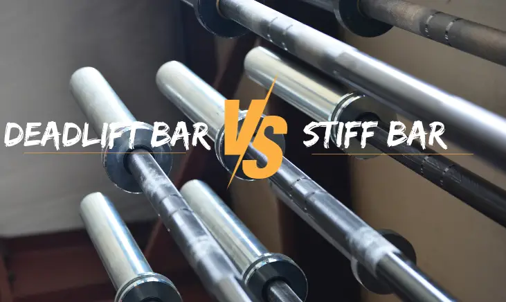 A photo of a stiff bar with deadlift bar vs stiff bar text.