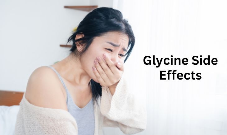 An image of a woman ready to vomit as an effect of glycine.