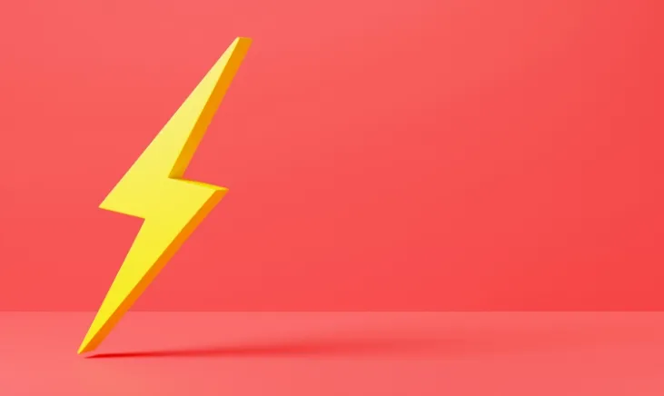 Lightning sign with red background