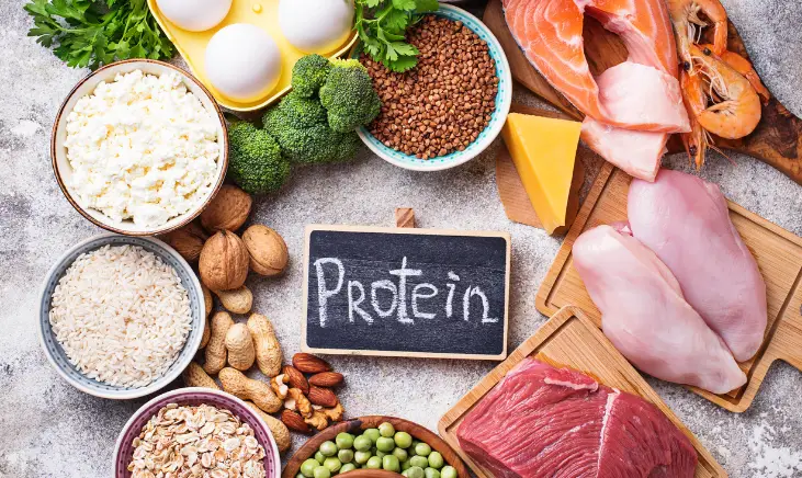An image of many kinds of food that boost protein