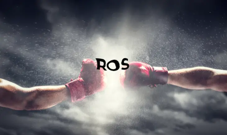 two hand with boxing gloves with ROS on the center